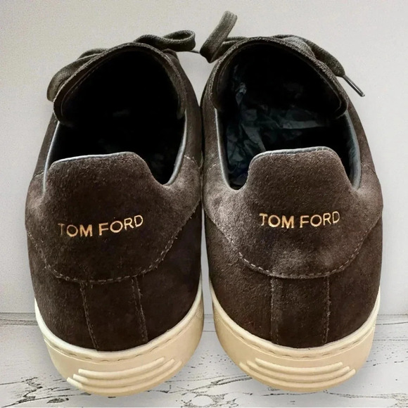RARE TOM FORD Men's Warwick Suede Sneakers Dark Brown Size 11 - Picture 7 of 15